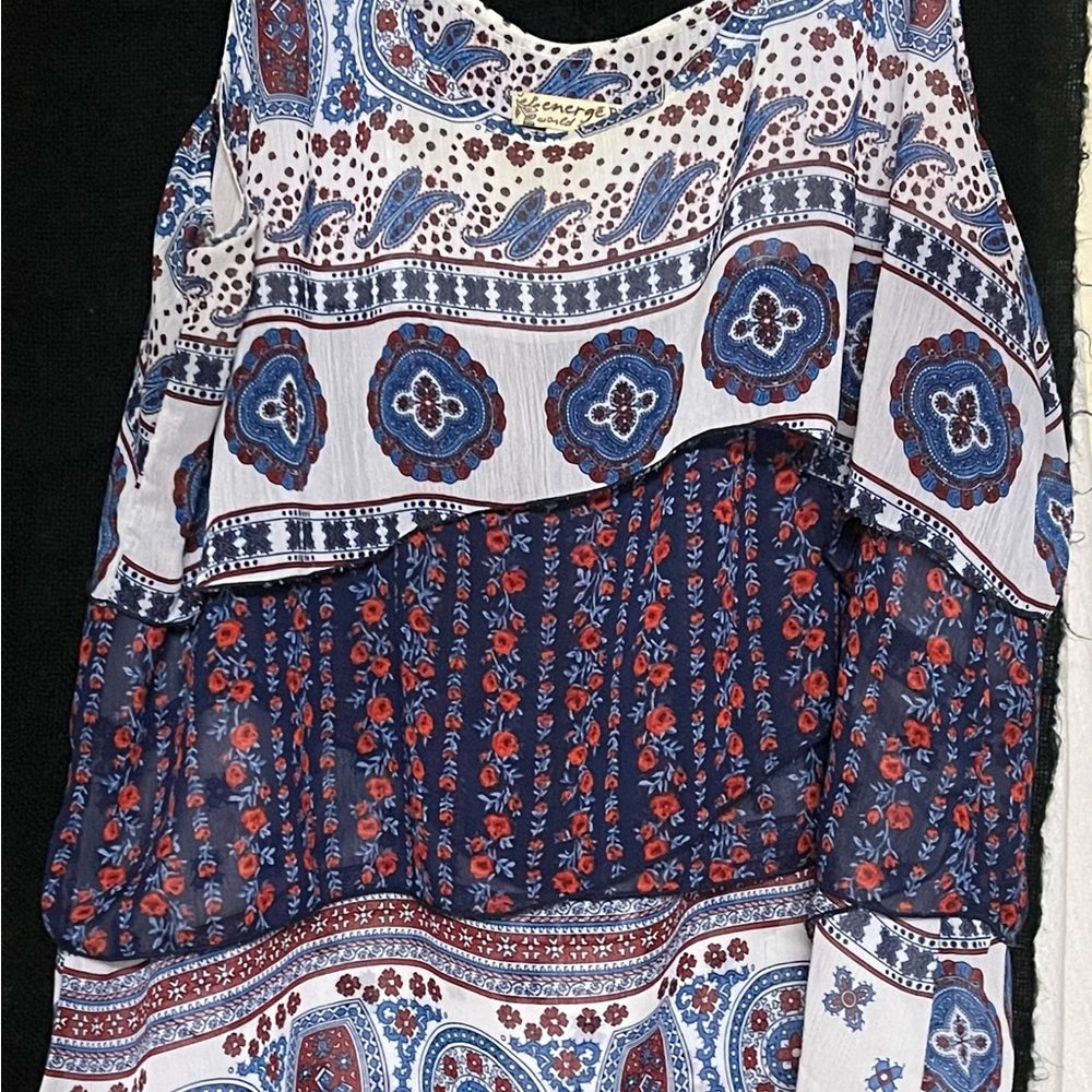 Chic Bohemian Blue and White Top